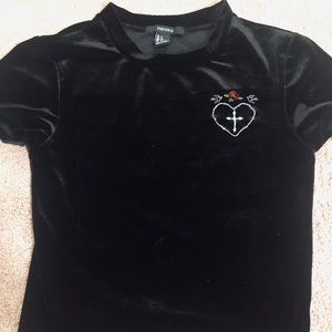 Black velvet crop top